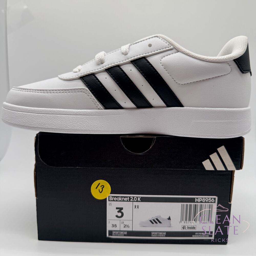 Adidas · Breaknet 2.0 K · White/Black · Kids Size 3Y NIB/NWT